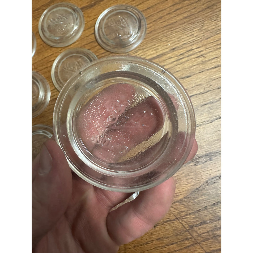 Vintage Ball No. 10 ~ 11pcs Small Mouth Glass Canning Lid Inserts ~ 2 5/8"" Clear