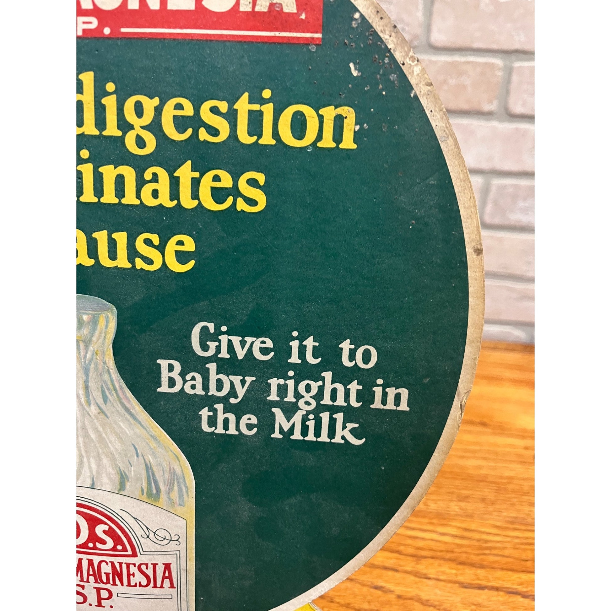 Vintage 1920s Milk of Magensia A.D.S. Advertising Store Display Sign Easelback