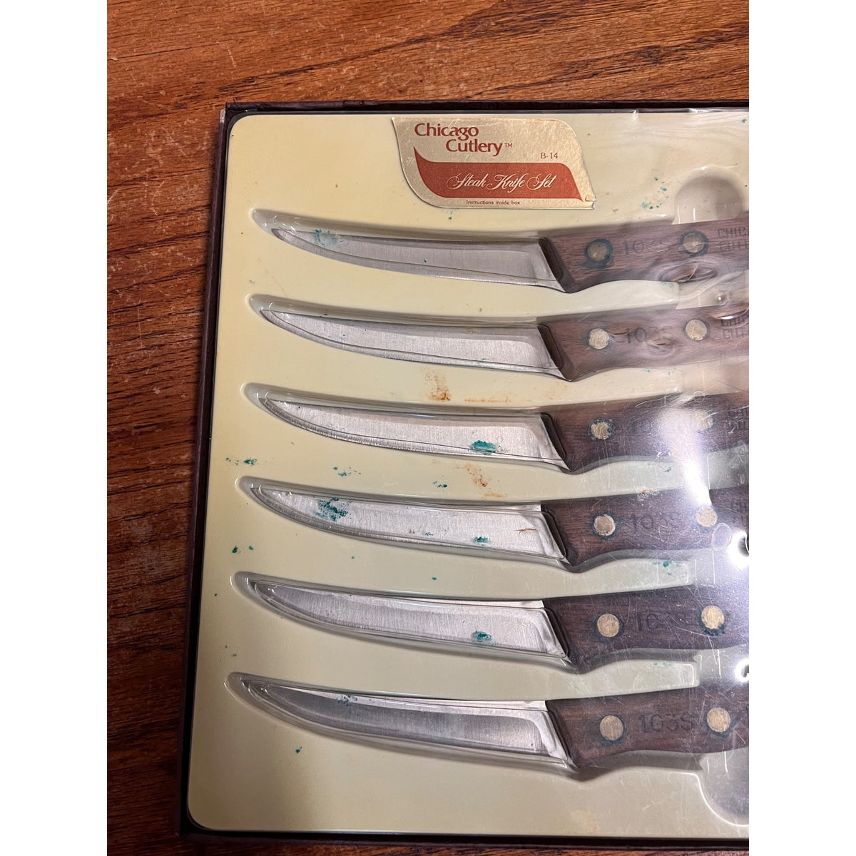Vintage Chicago Cutlery Steak Knives #103S Set Of Six With Wooden Handles