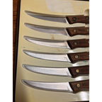 Vintage Chicago Cutlery Steak Knives #103S Set Of Six With Wooden Handles