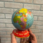 Ohio Art Co. World Bank Globe Tin Litho Made in USA As You Save So You Prosper