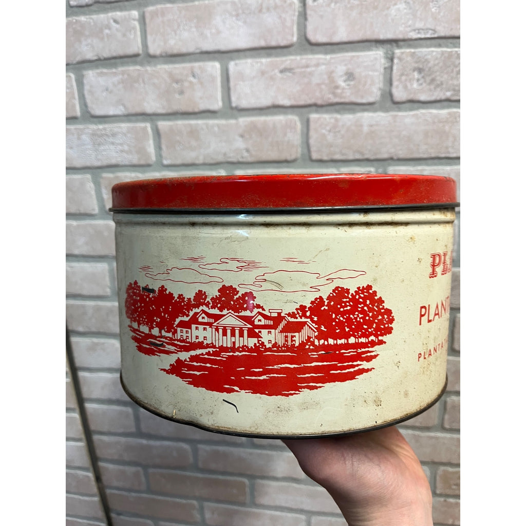Vintage Plantation Chocolate Co Red And White Tin 10lb Size Chocolate Danties