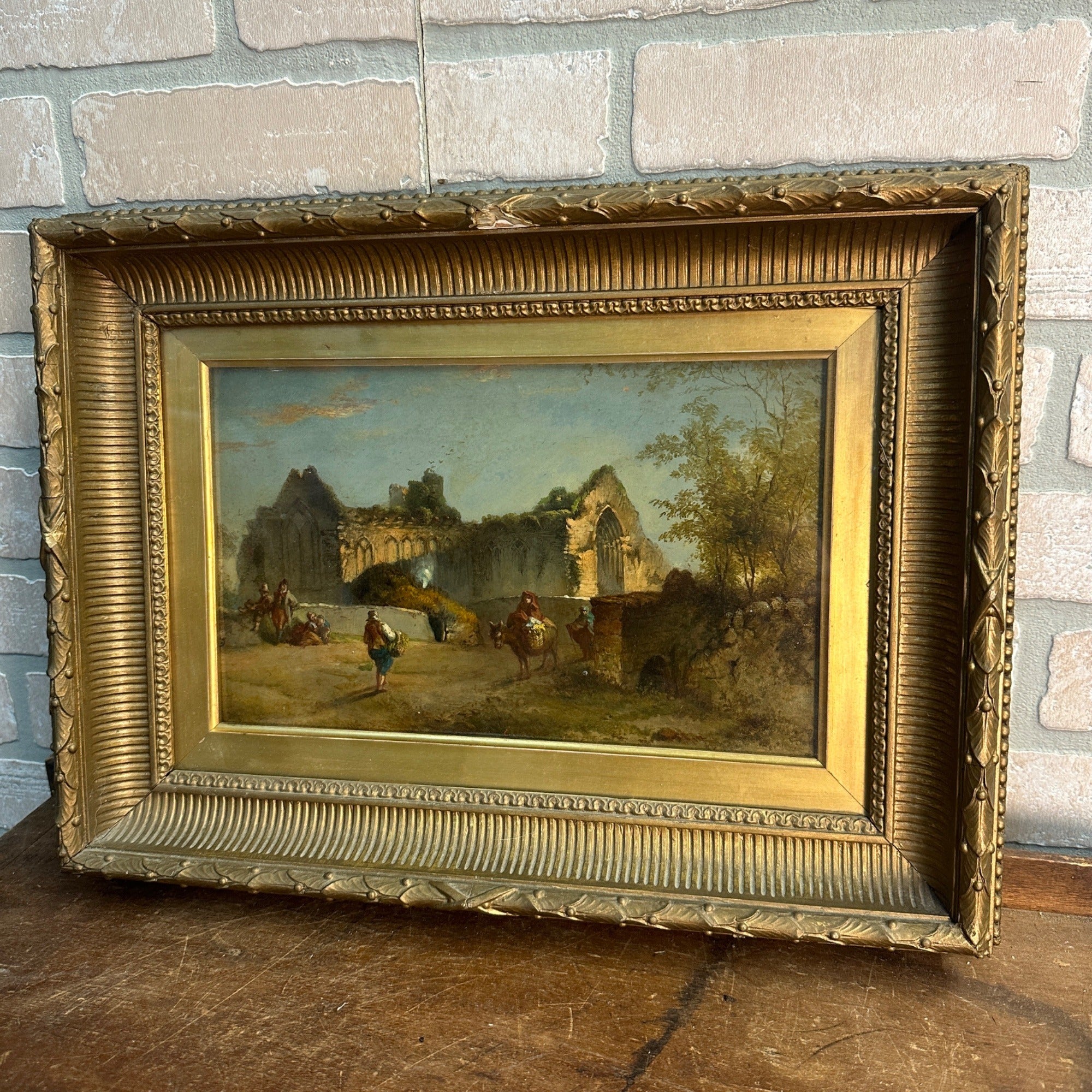 Original Antique Victorian British English Oil Painting Munster Abbey John D Michie