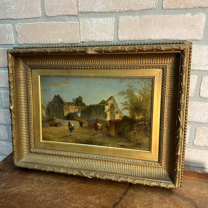 Original Antique Victorian British English Oil Painting Munster Abbey John D Michie