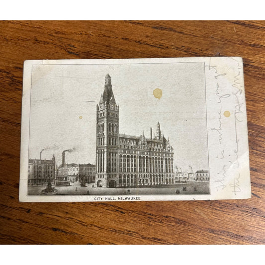 Vintage 1907 City Hall Milwaukee Wisconsin Wis Original Postcard WI