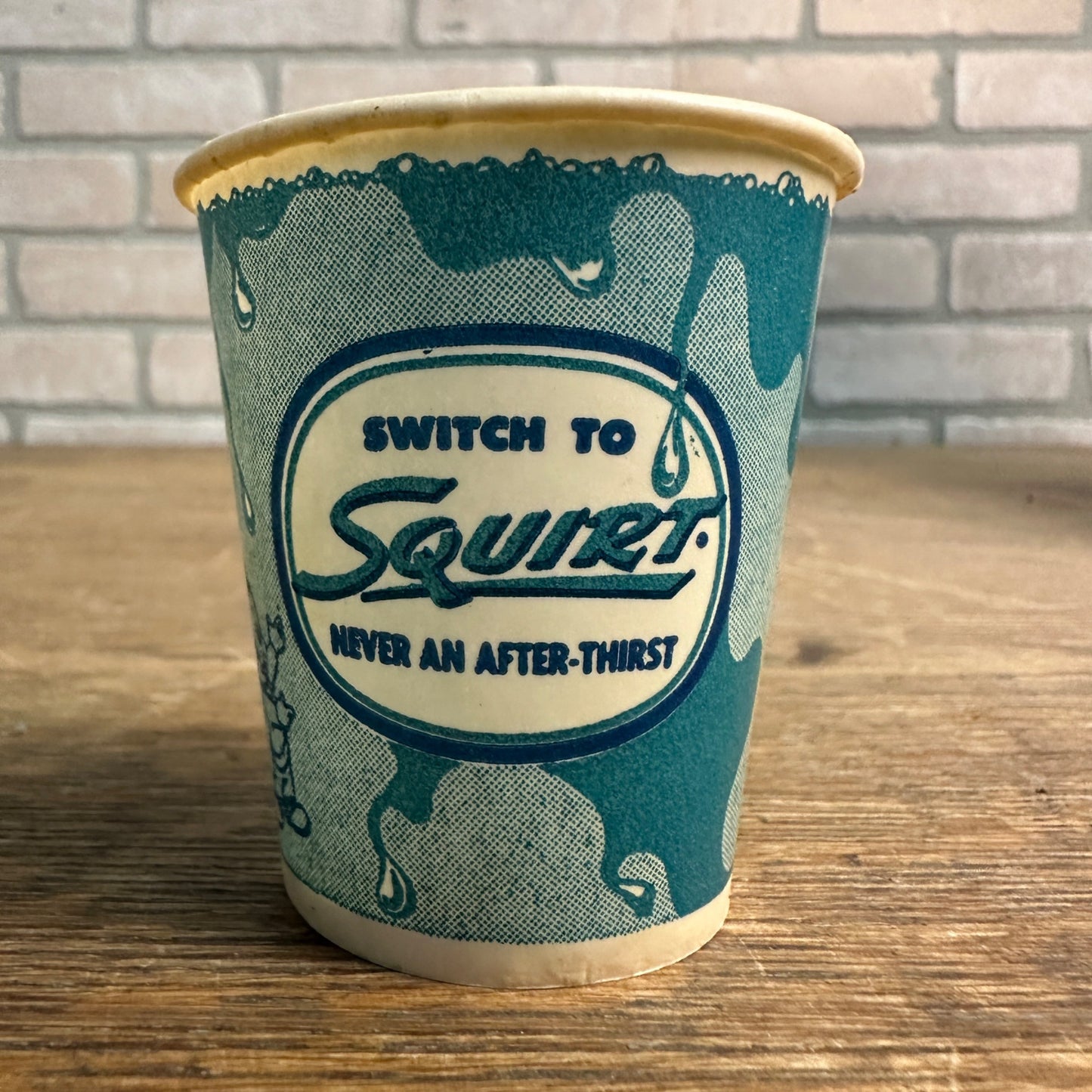 Vintage 1952 Squirt Blue Sample Soda Paper Wax Promotional Cup