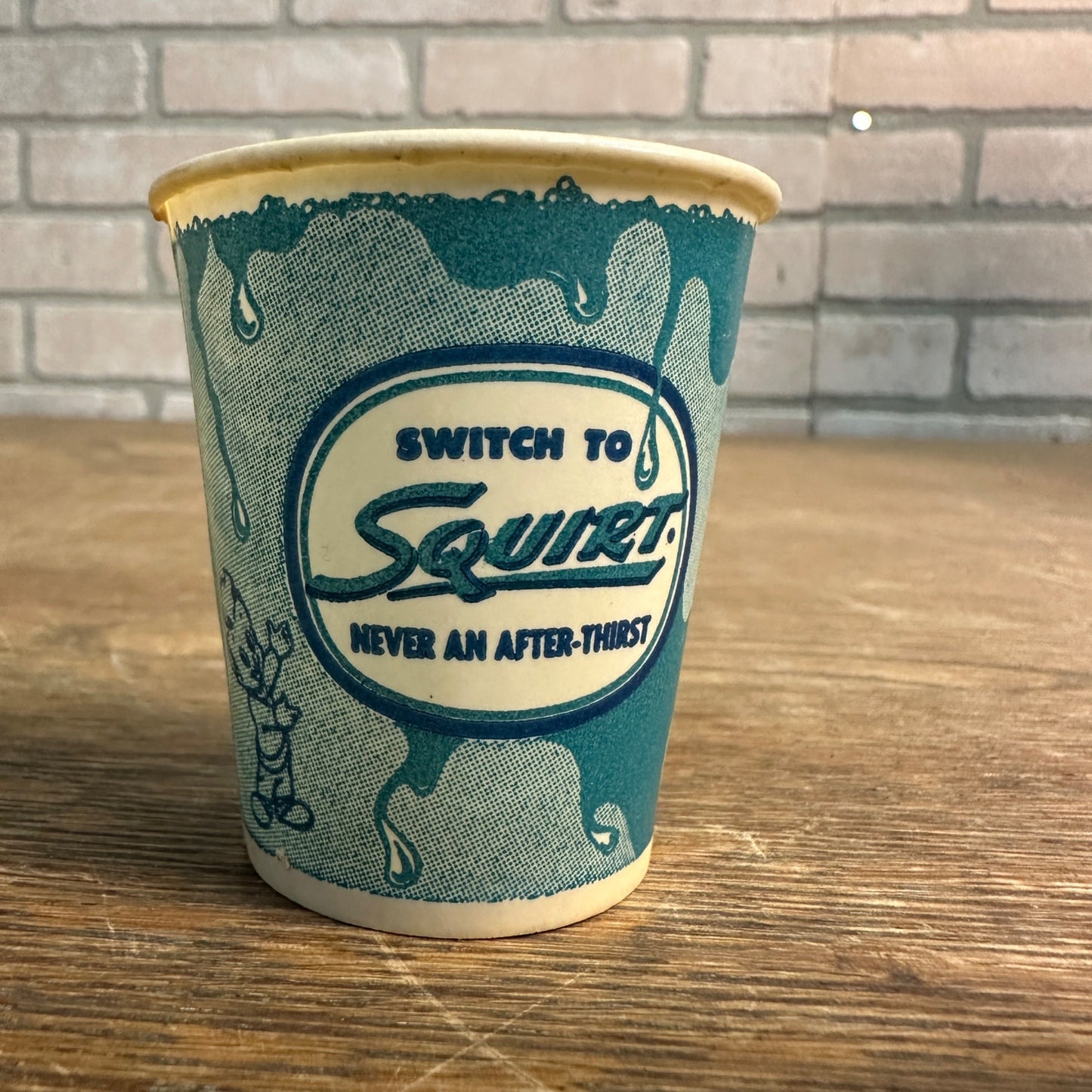 Vintage 1952 Squirt Blue Sample Soda Paper Wax Promotional Cup