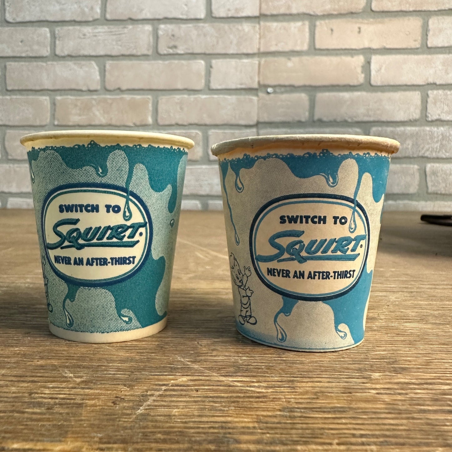 Vintage 1952 Squirt Blue Sample Soda Paper Wax Promotional Cup