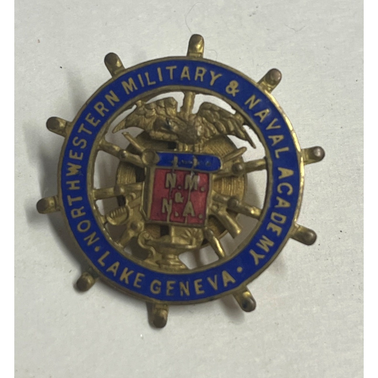 Vintage Northwestern US Military & Naval Academy Lake Geneva Wisconsin Badge Pin