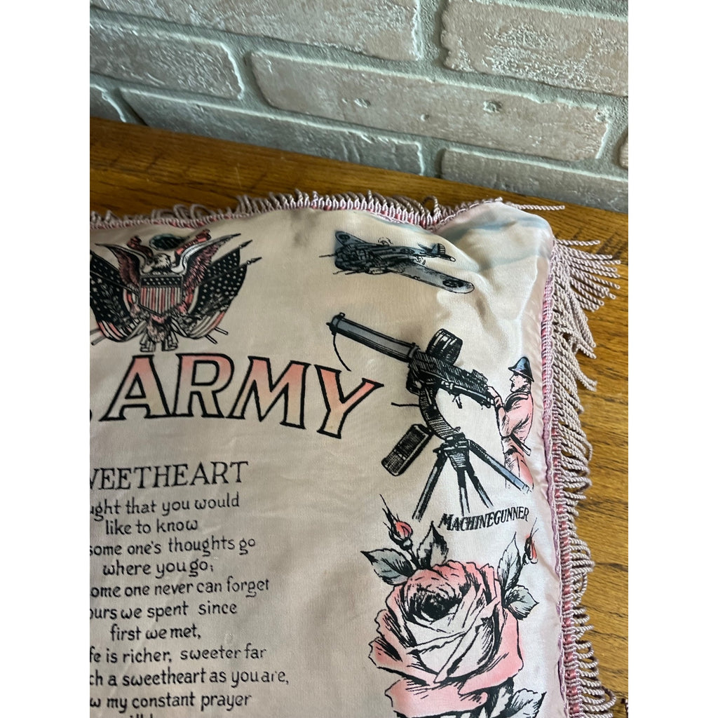 WWII US Army Fort Lewis WA Sweetheart Silk Pillow Case Home Front Souvenir 1940s