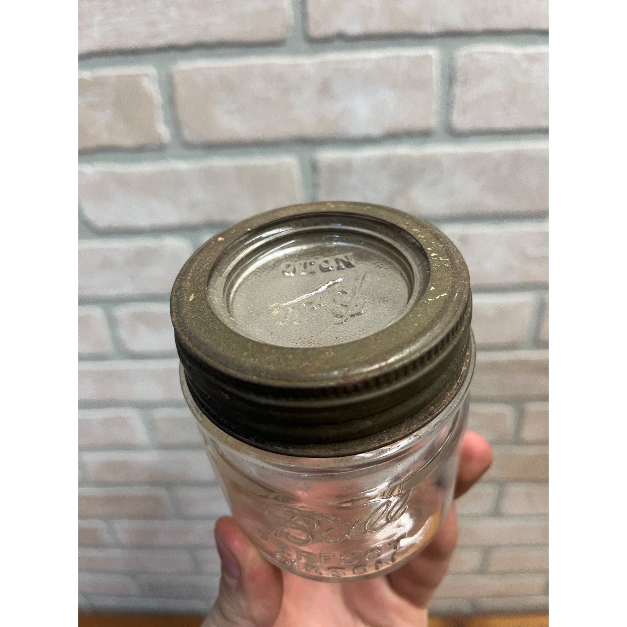 Vintage Ball Perfect Mason HALF PINT Jelly Glass Jar w/ Lid 3.5" Tall