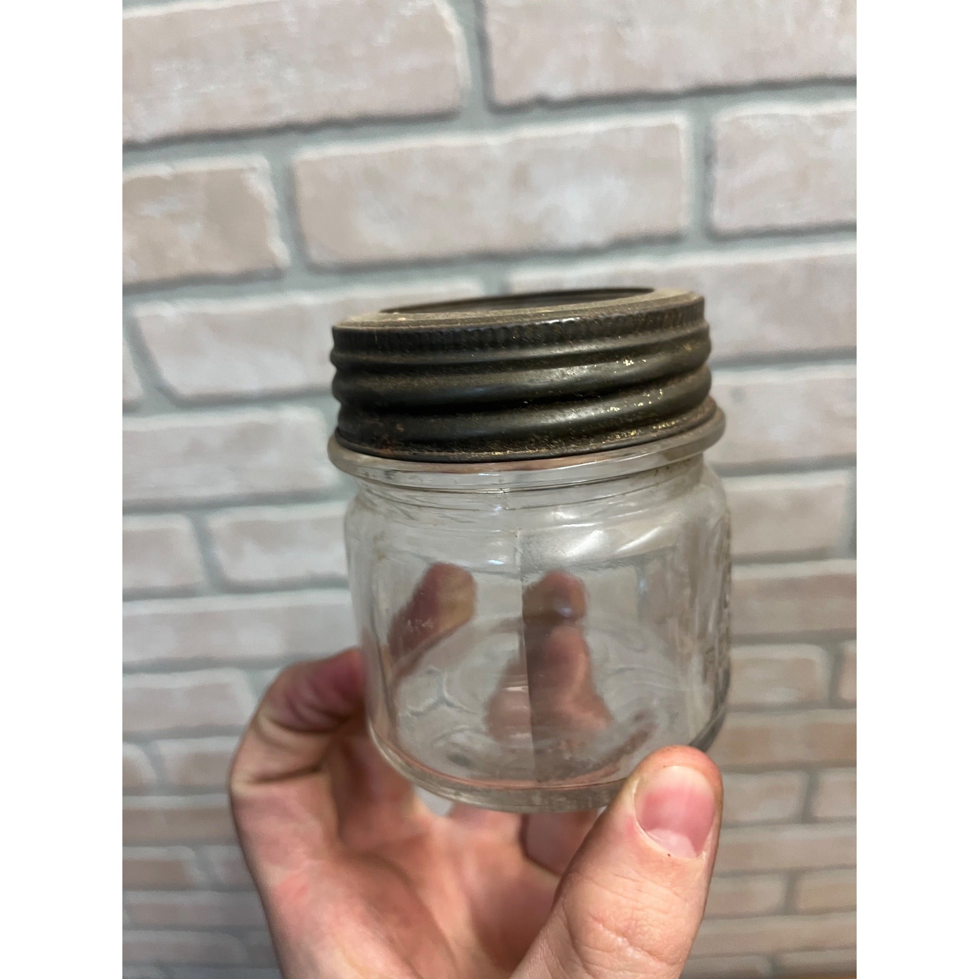 Vintage Ball Perfect Mason HALF PINT Jelly Glass Jar w/ Lid 3.5" Tall