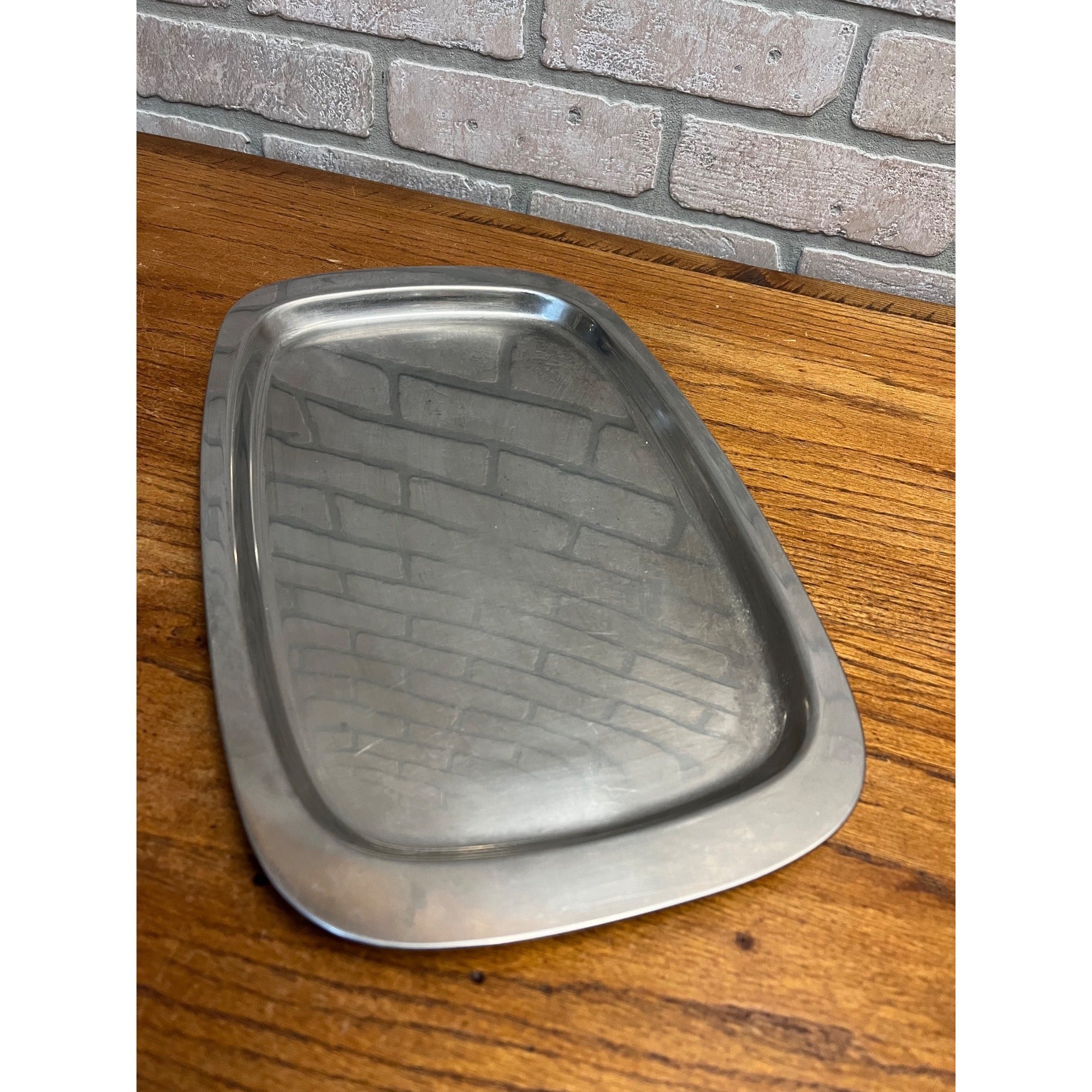 Vintage 1960s MCM Stainless Steel Serving Tray Platter Old Hall 15.5" by 9.5"