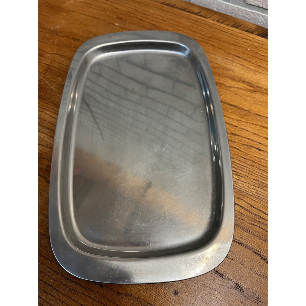 Vintage 1960s MCM Stainless Steel Serving Tray Platter Old Hall 15.5" by 9.5"