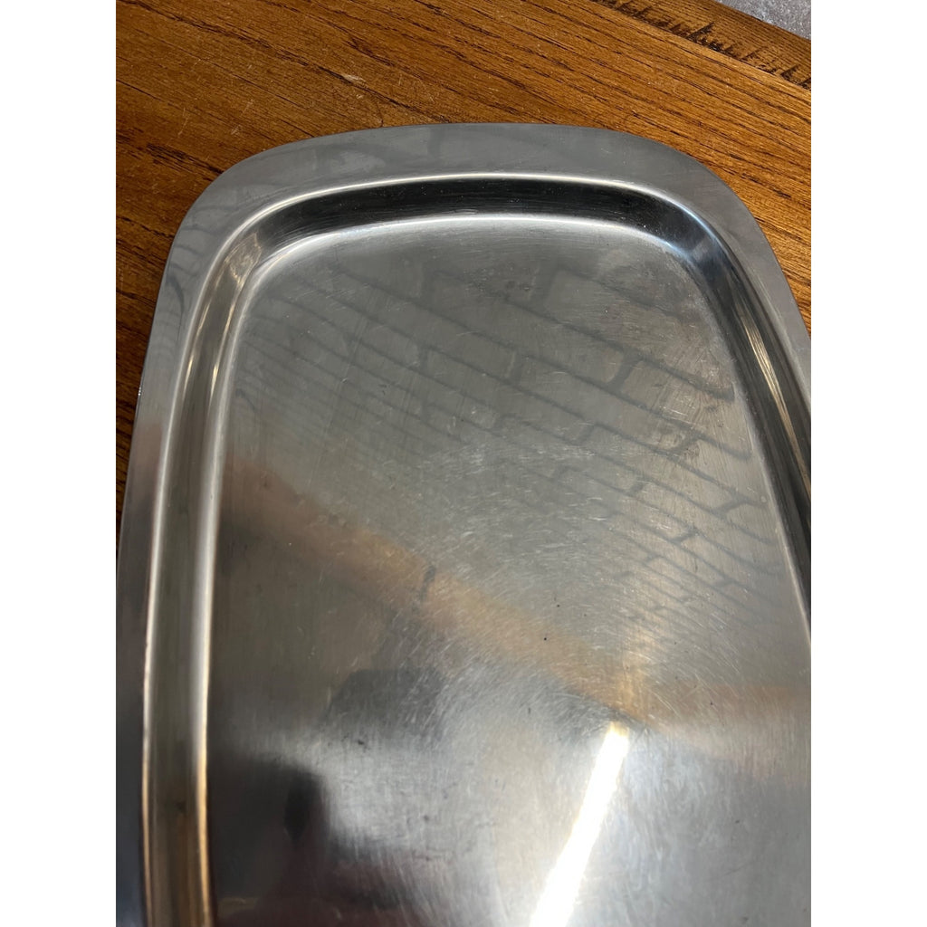 Vintage 1960s MCM Stainless Steel Serving Tray Platter Old Hall 15.5" by 9.5"