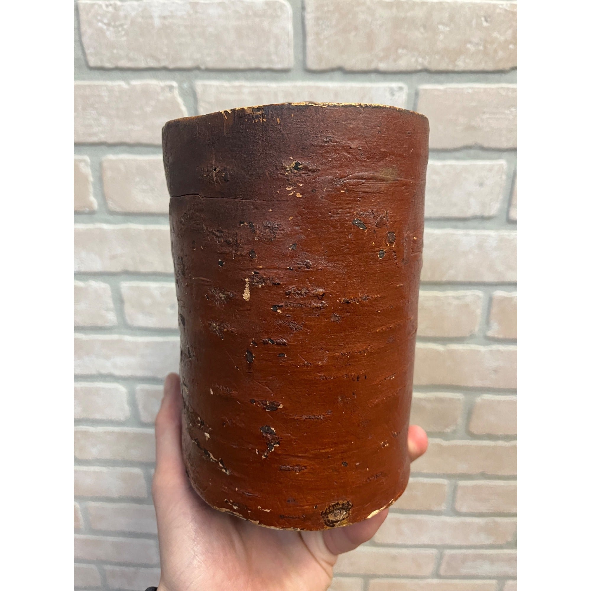 Primitive 19th c. Swedish Birch Bark Wooden Food Storage Box Container Lidded