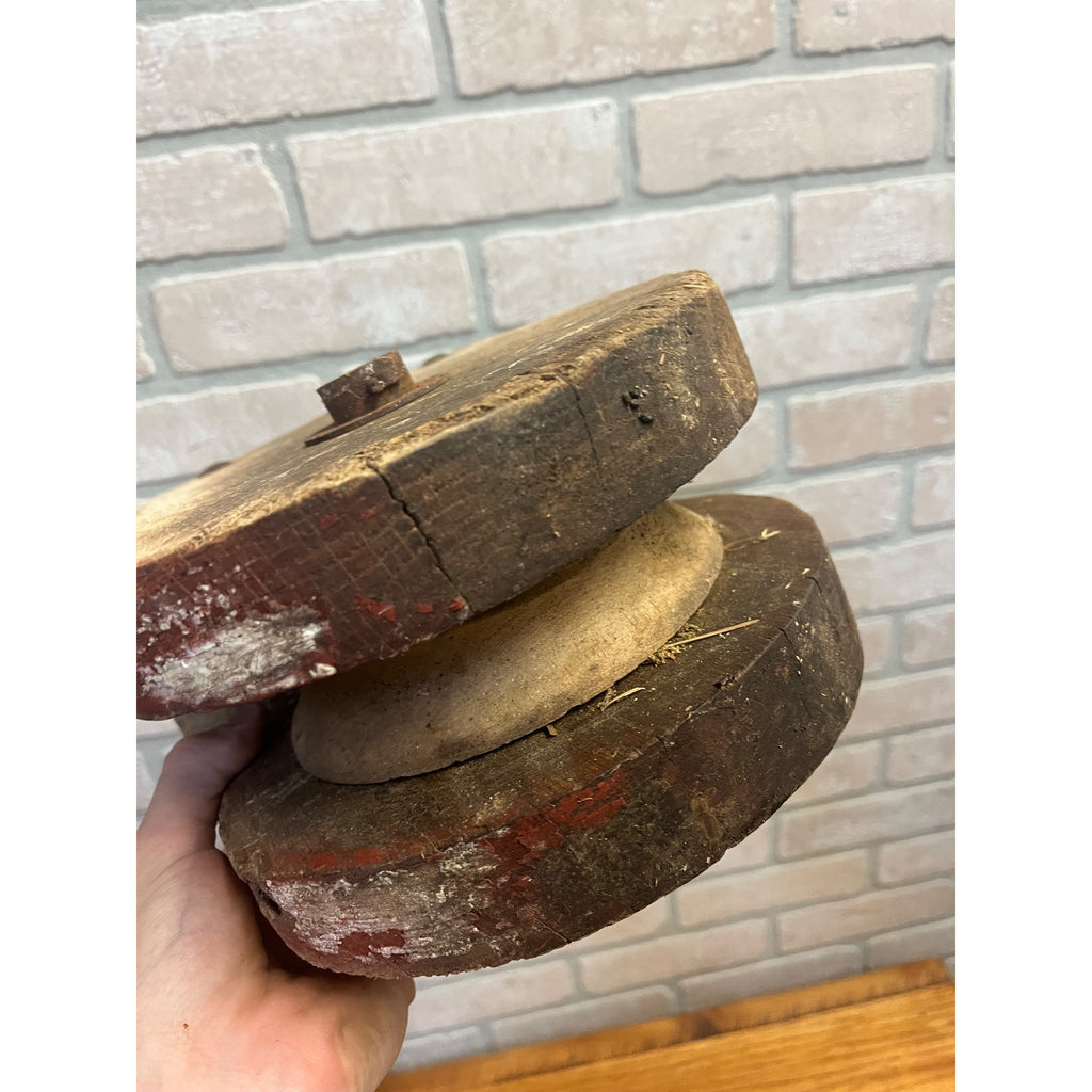 Large Wooden Industrial Steampunk Farmhouse Block Pulley Pully Wheel