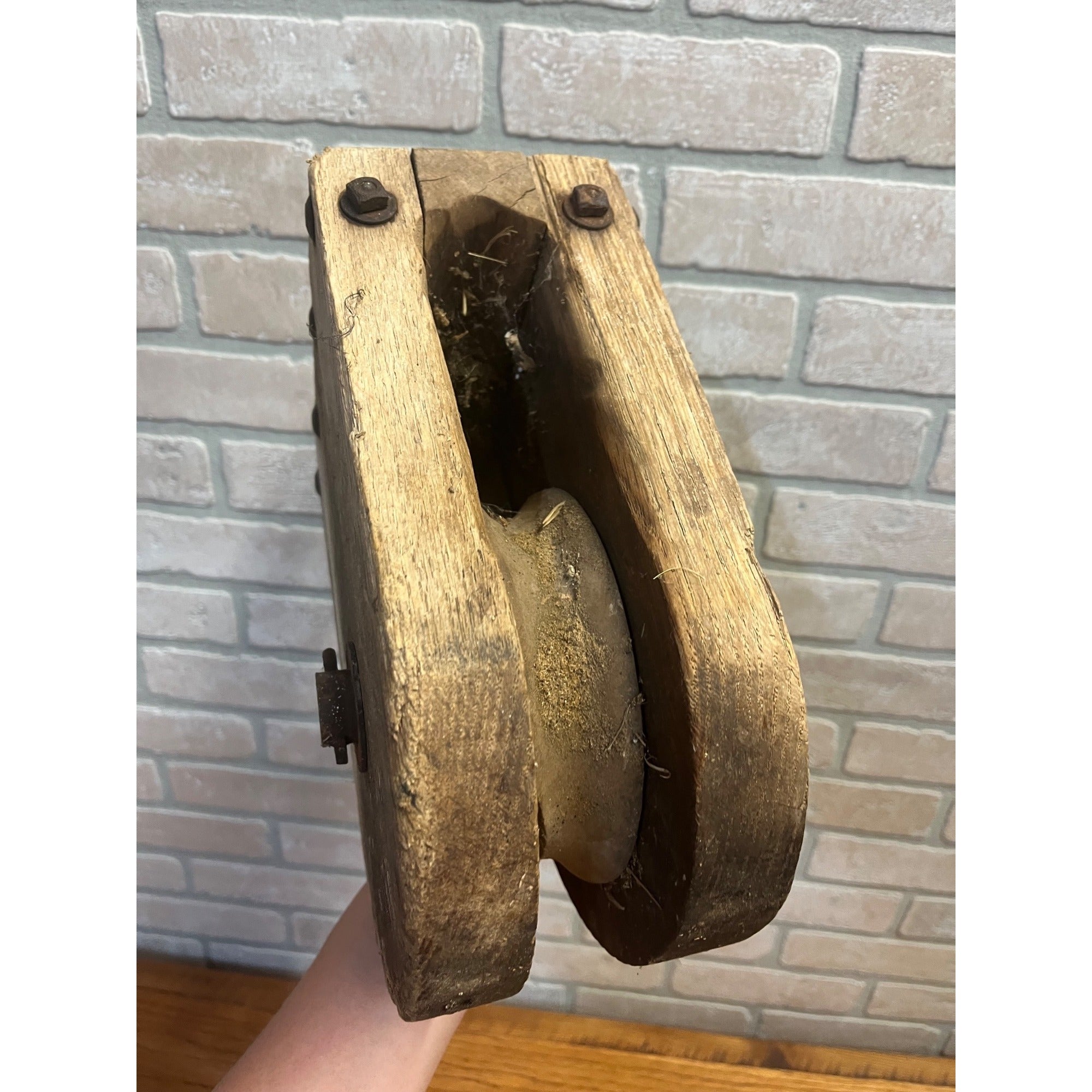 Large Wooden Industrial Steampunk Farmhouse Block Pulley Pully Wheel