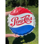 Vintage Stout Pepsi Cola Bottle Cap Sign Metal Advertising 1963