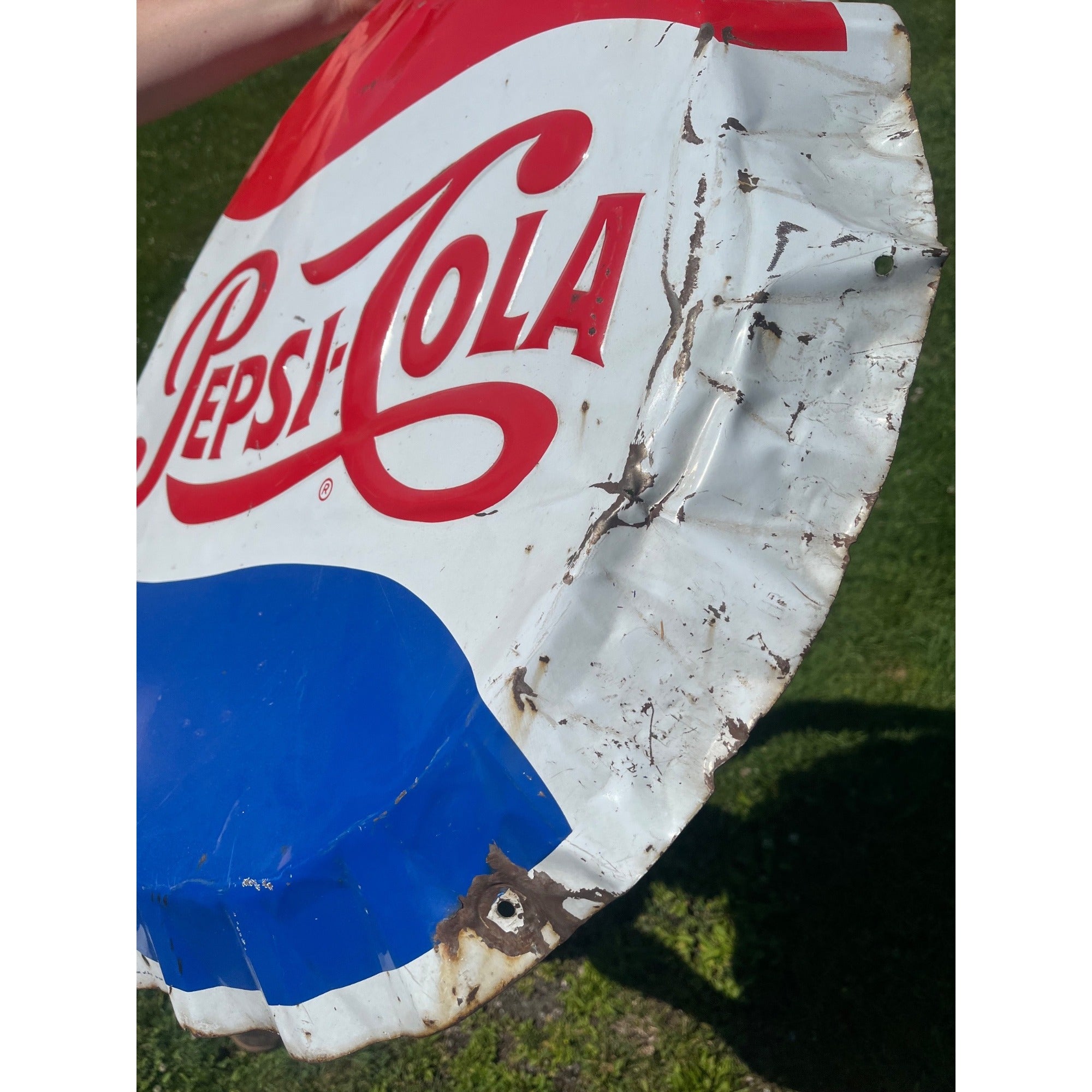 Vintage Stout Pepsi Cola Bottle Cap Sign Metal Advertising 1963