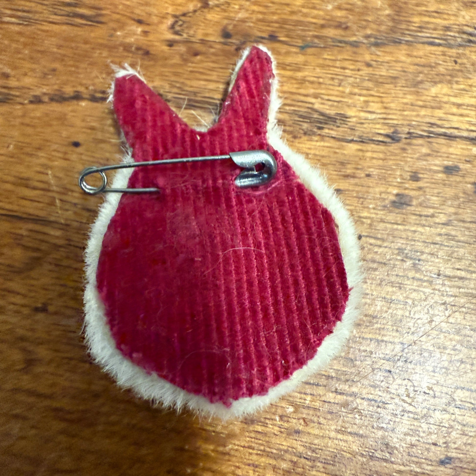 Vintage 1960s Flocked Fur Easter Rabbit Head Pin Pinback Button Brooch