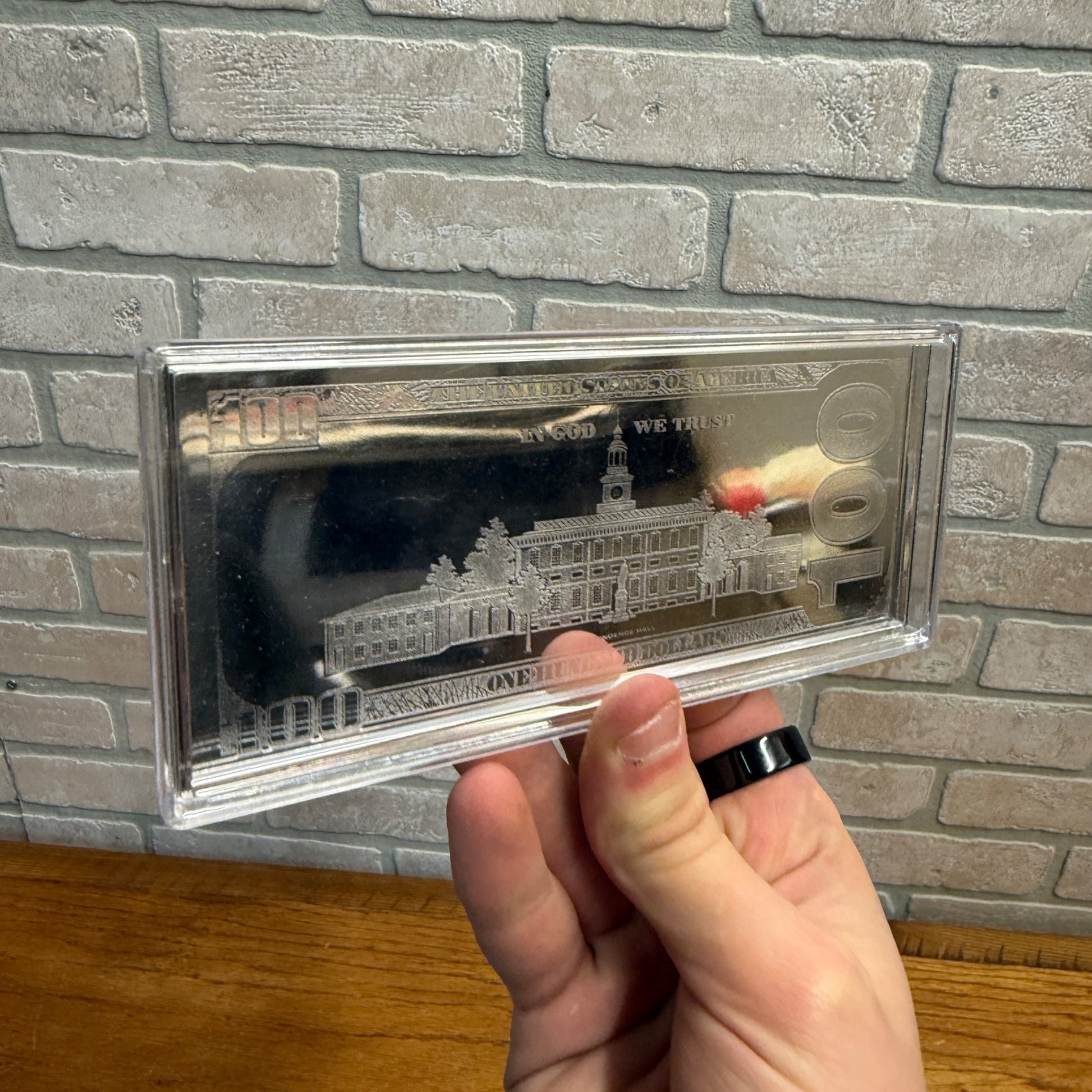 4 Troy Ounce Fine Silver Bar $100 Bill Design