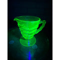 Rare1920s Art Deco Green Uranium Vaseline Glass Creamer Pitcher DC Jenkins Glass