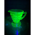 Rare1920s Art Deco Green Uranium Vaseline Glass Creamer Pitcher DC Jenkins Glass