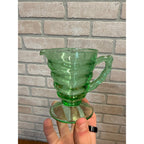 Rare1920s Art Deco Green Uranium Vaseline Glass Creamer Pitcher DC Jenkins Glass