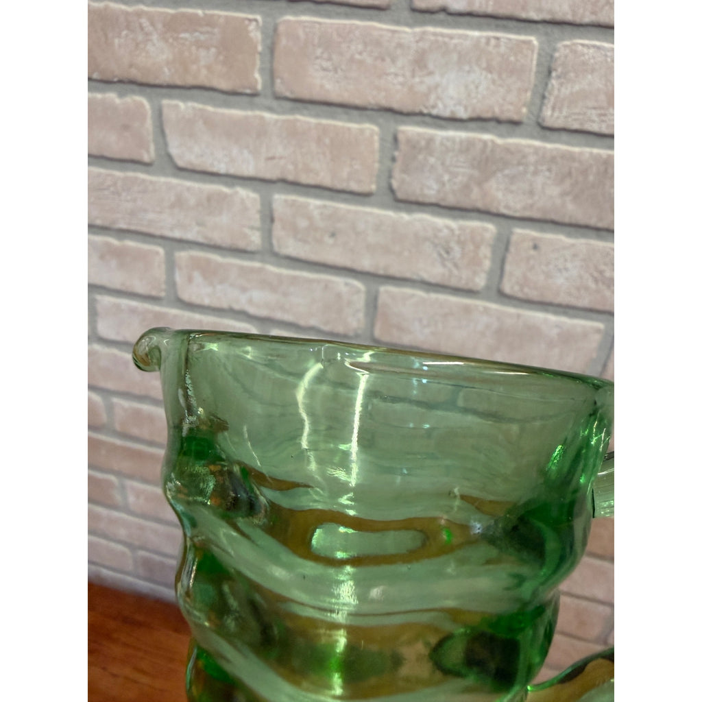 Rare1920s Art Deco Green Uranium Vaseline Glass Creamer Pitcher DC Jenkins Glass