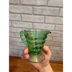 Rare1920s Art Deco Green Uranium Vaseline Glass Creamer Pitcher DC Jenkins Glass