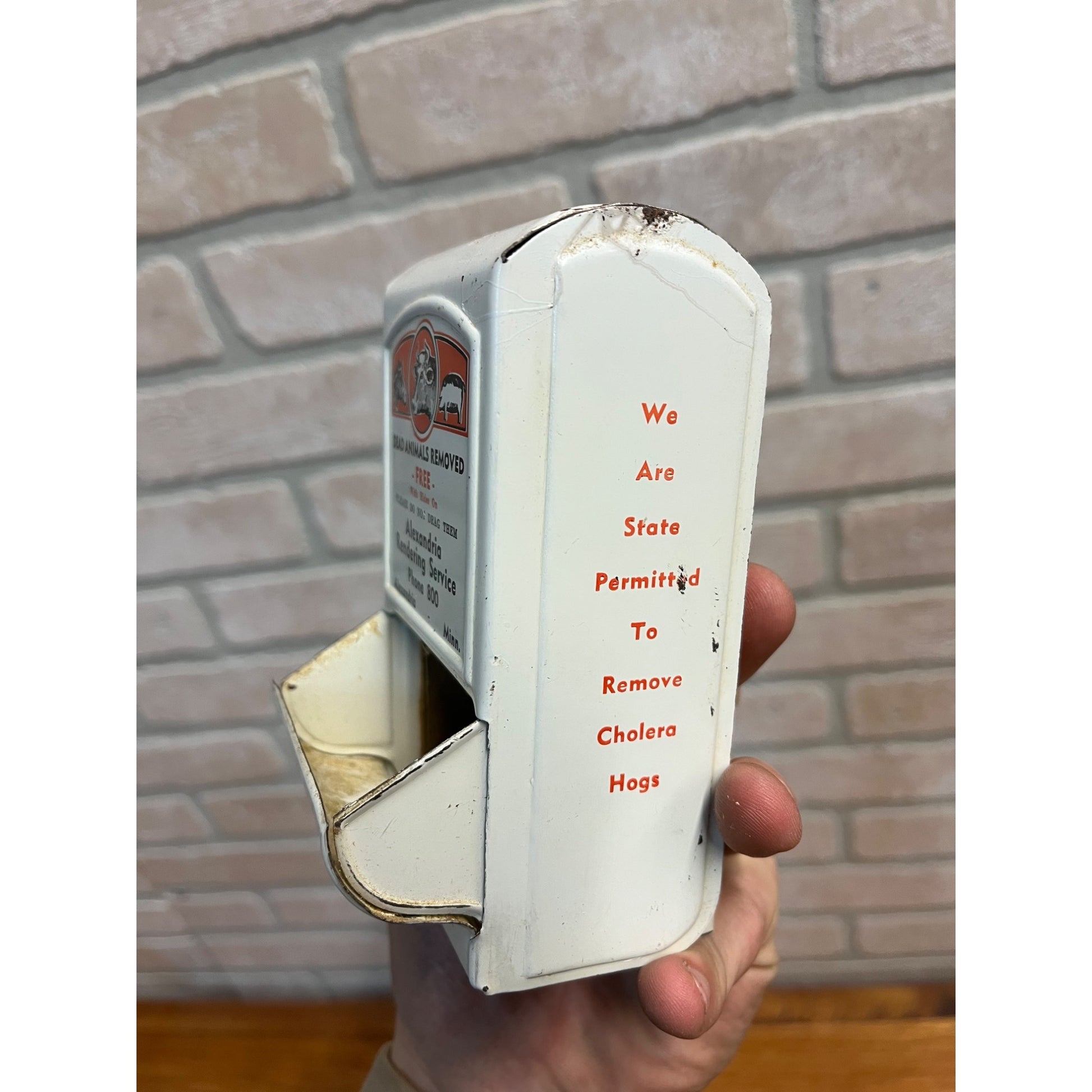 Vintage Dead Animals Removed Advertising Match Holder Alexandria Minn MN Sign