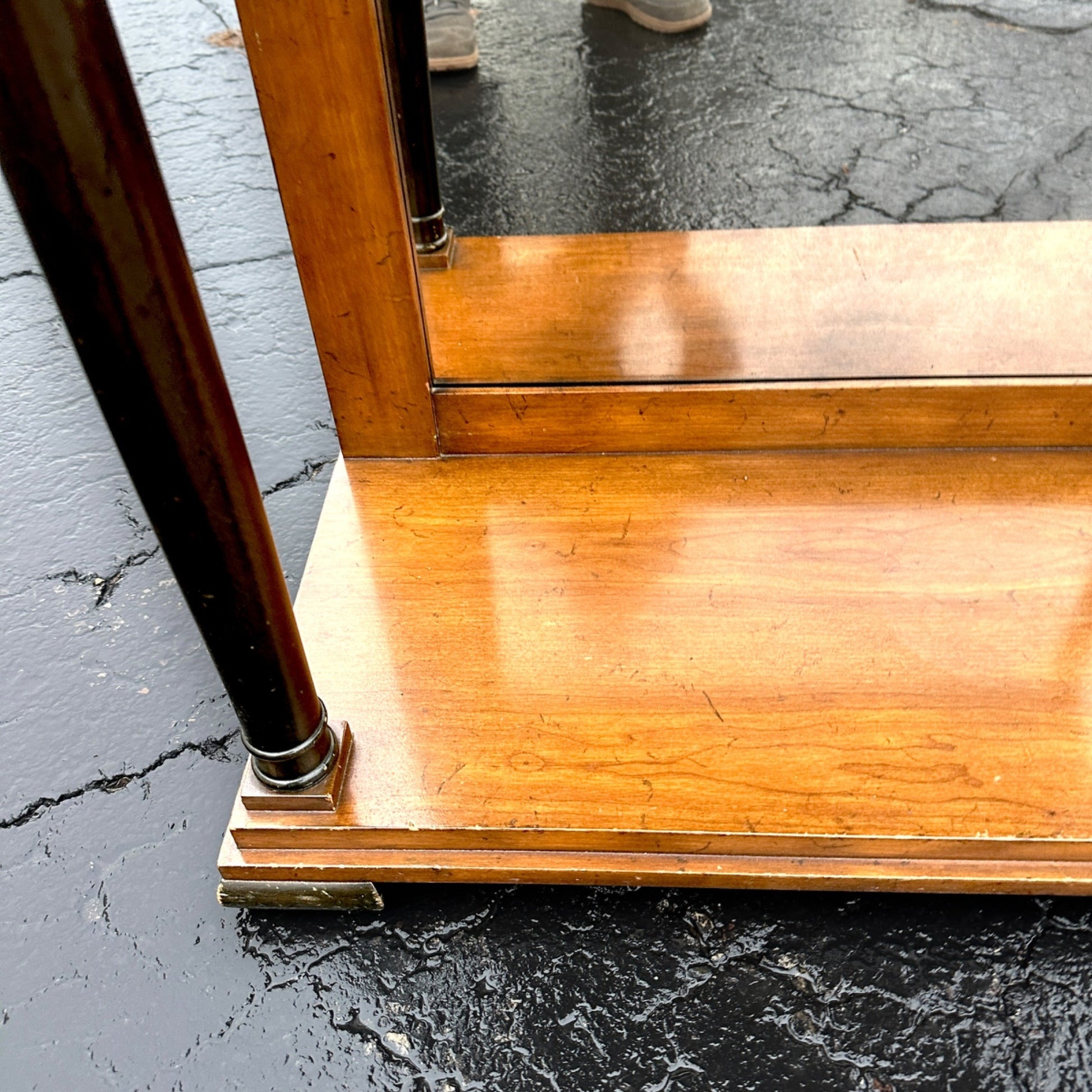 Vintage Mid Century Mirrored Front Console Side Table Biedermeier Style