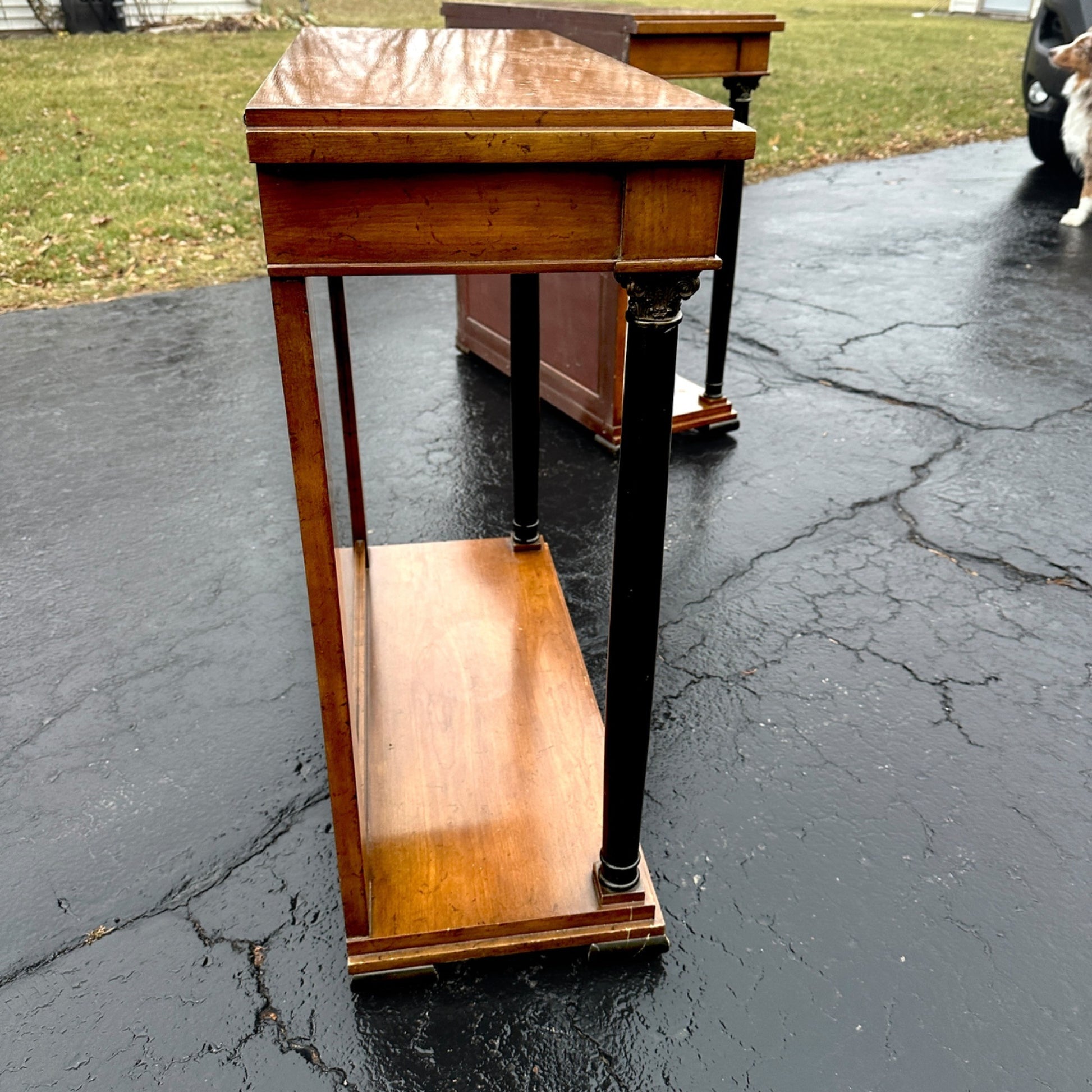 Vintage Mid Century Mirrored Front Console Side Table Biedermeier Style