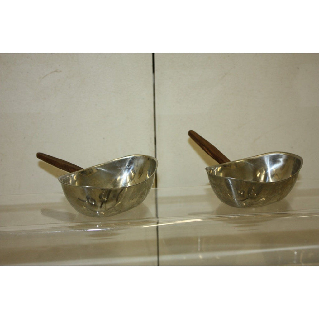 Vintage 1960s MCM Lundtofte Danish Stainless Rosewood Butter Warmer Sauce Pans