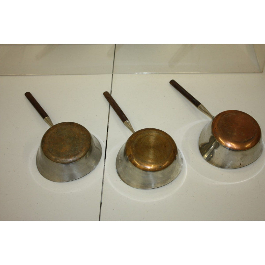 Vintage 1960s MCM Lundtofte Danish Stainless Rosewood Butter Warmer Sauce Pans