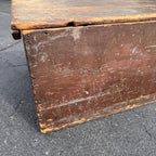 Antique Primitive 19th c. Wooden Chest Trunk Red Paint AAFA Folk Art
