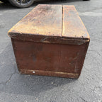 Antique Primitive 19th c. Wooden Chest Trunk Red Paint AAFA Folk Art