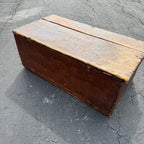 Antique Primitive 19th c. Wooden Chest Trunk Red Paint AAFA Folk Art