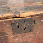 Antique Primitive 19th c. Wooden Chest Trunk Red Paint AAFA Folk Art