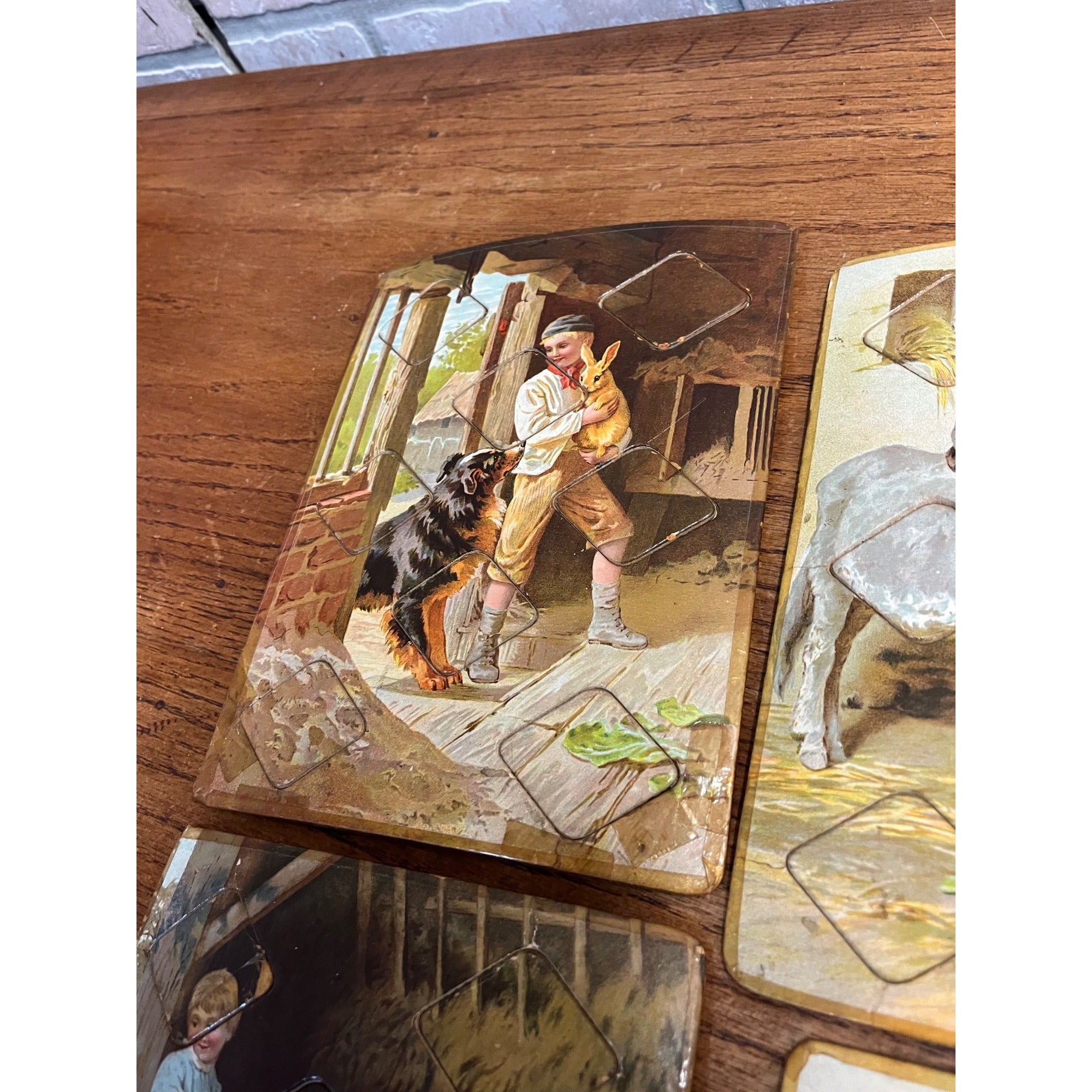 RARE Vintage 1900s Farmyard Lotto Board Game Victorian Litho Farm Animals Bavaria