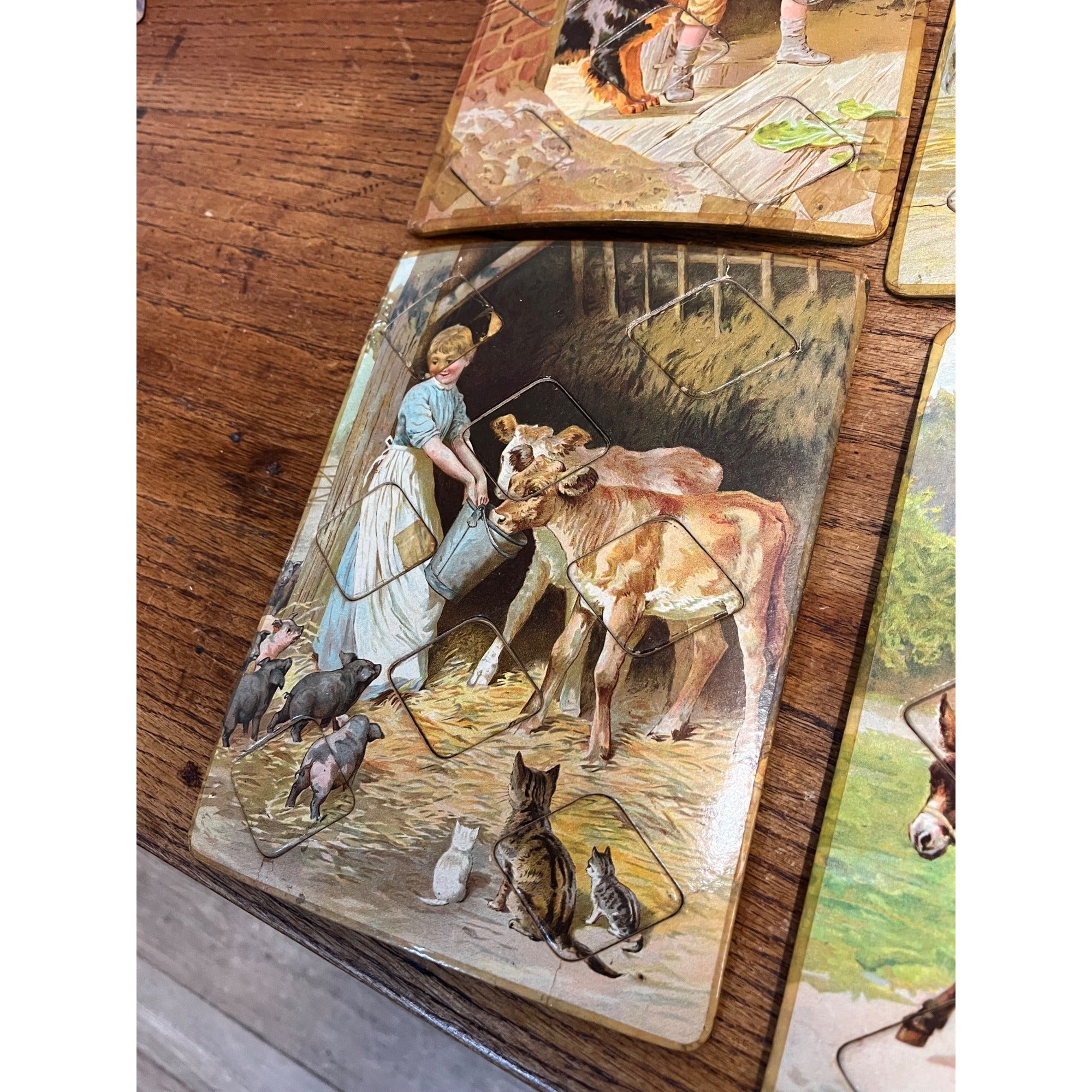 RARE Vintage 1900s Farmyard Lotto Board Game Victorian Litho Farm Animals Bavaria
