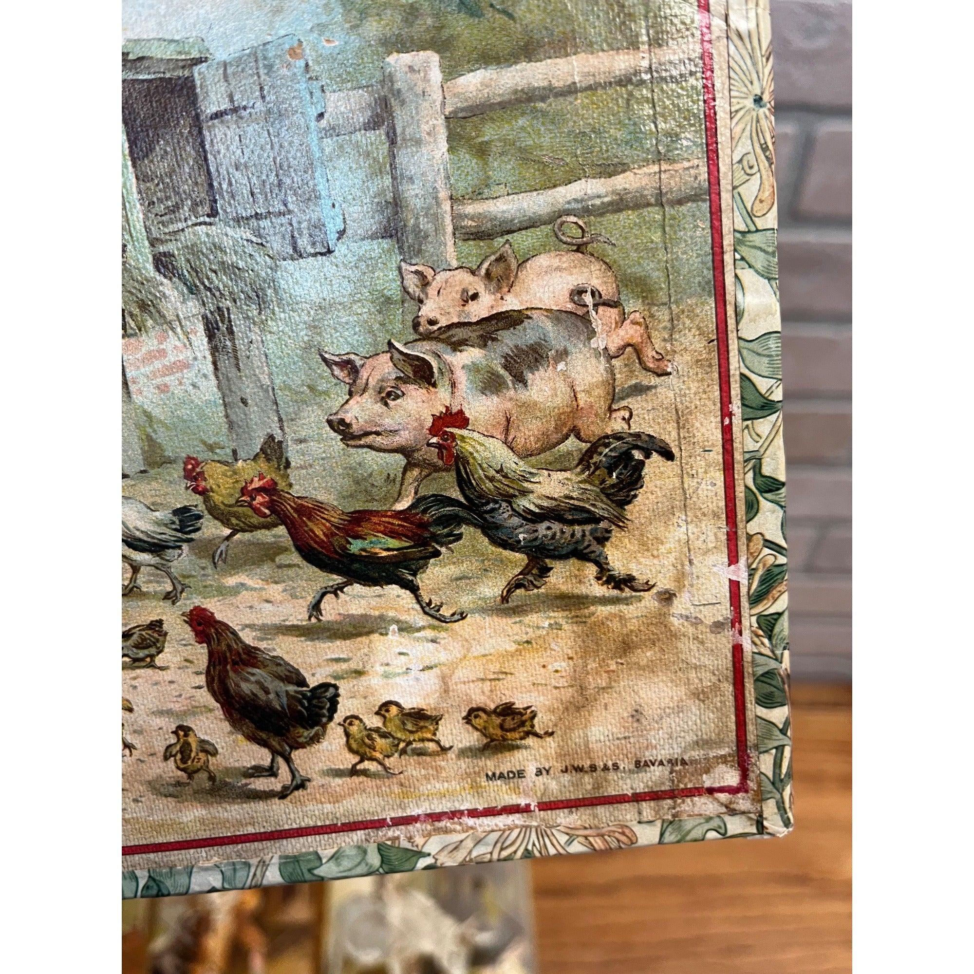 RARE Vintage 1900s Farmyard Lotto Board Game Victorian Litho Farm Animals Bavaria