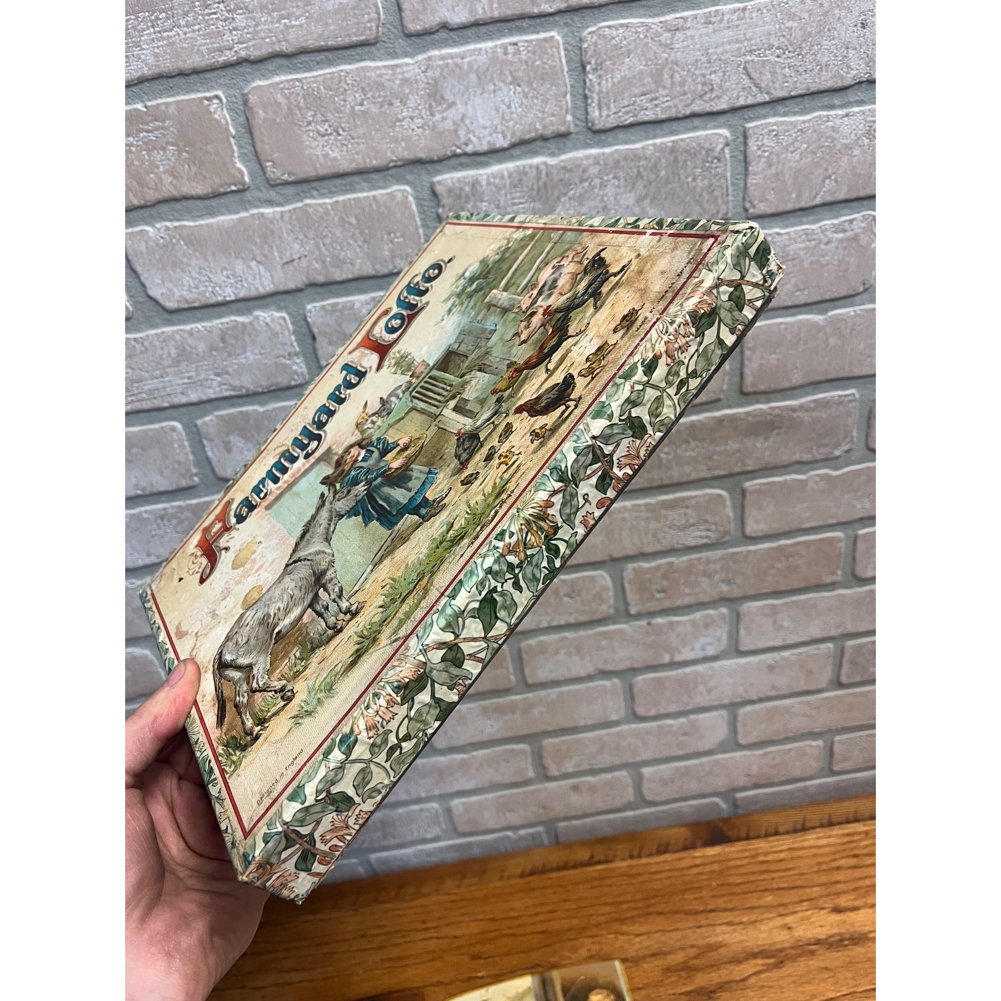 RARE Vintage 1900s Farmyard Lotto Board Game Victorian Litho Farm Animals Bavaria