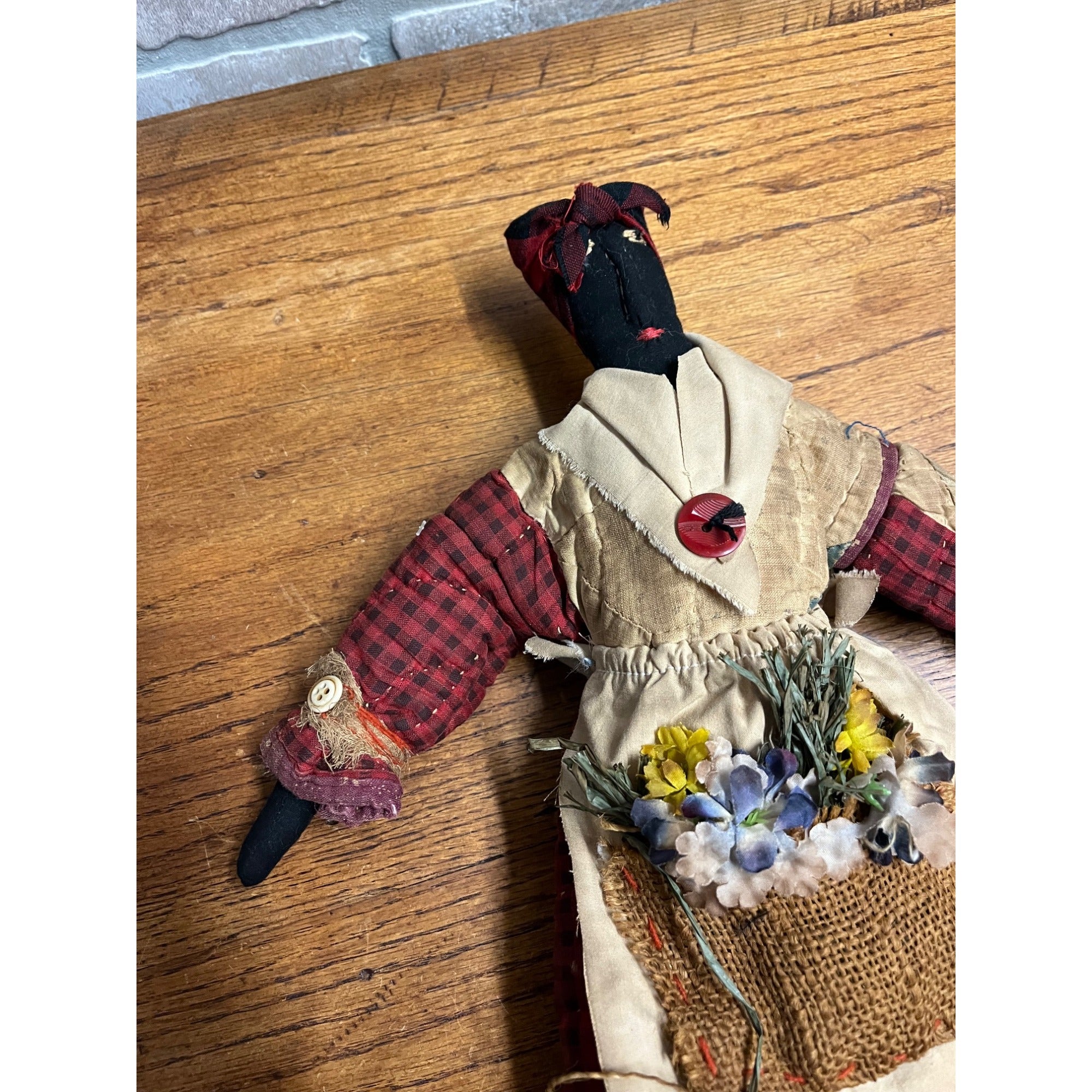 Primitive Style Black African American Folk Art Rag Doll Handmade Vintage