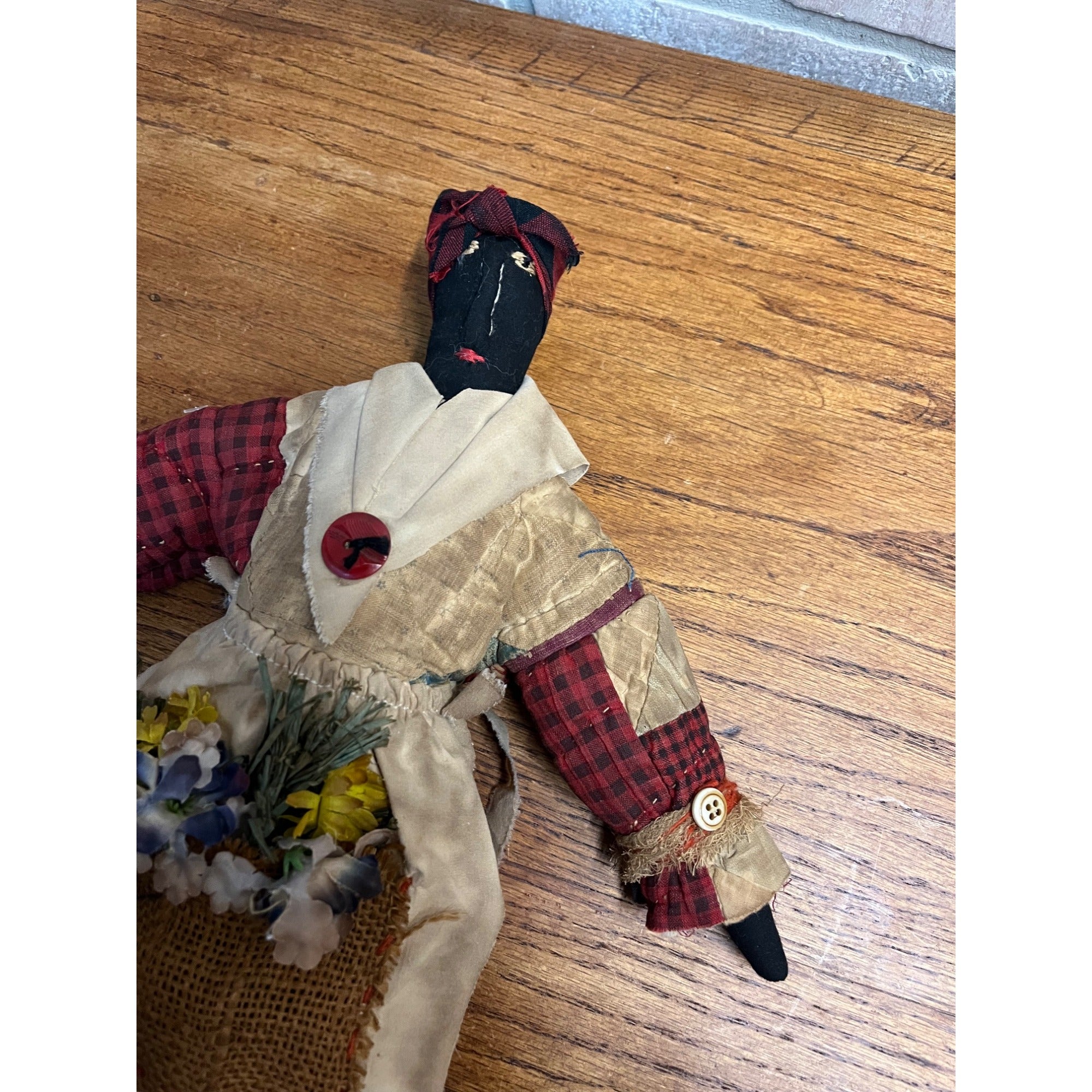Primitive Style Black African American Folk Art Rag Doll Handmade Vintage