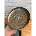Antique Primitive Grey Graniteware Enamelware Lidded Lunch Pail/ Large Berry Bucket / Farmhouse / Kitchen Decor / Gray