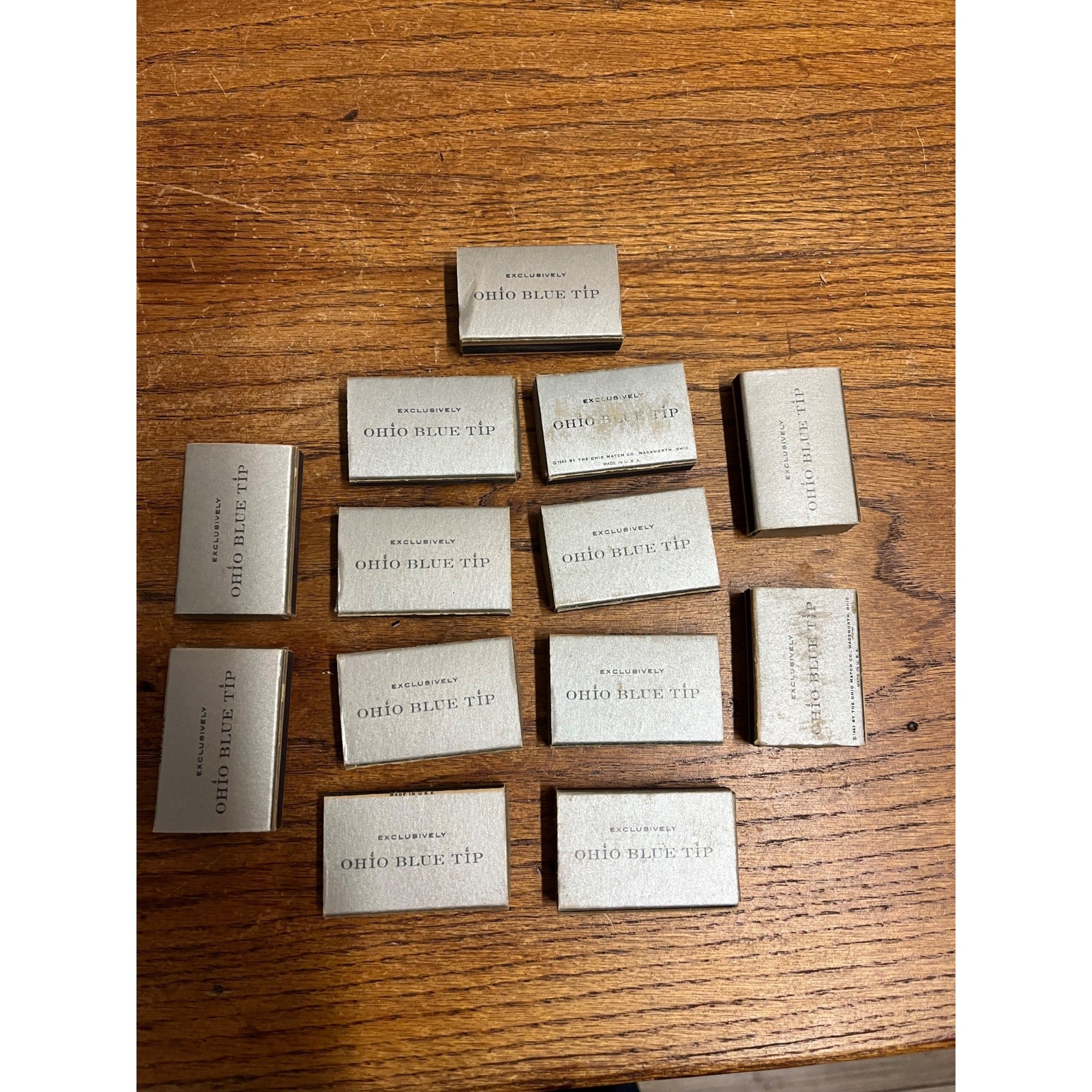 Vintage Set Of (13) Ohio Blue Tip Matches 1963 Golf Horses Buggy Boat Matchbox