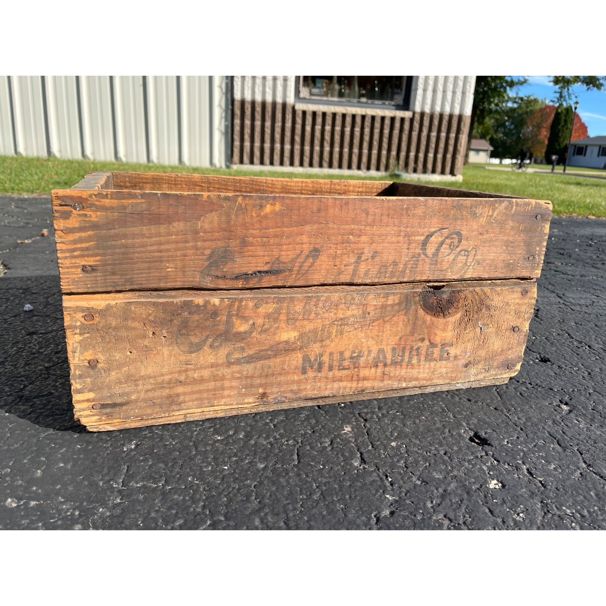 Vintage 1920s E.L. Husting's Soda Pop Wooden Crate Case Milwaukee Wis WI