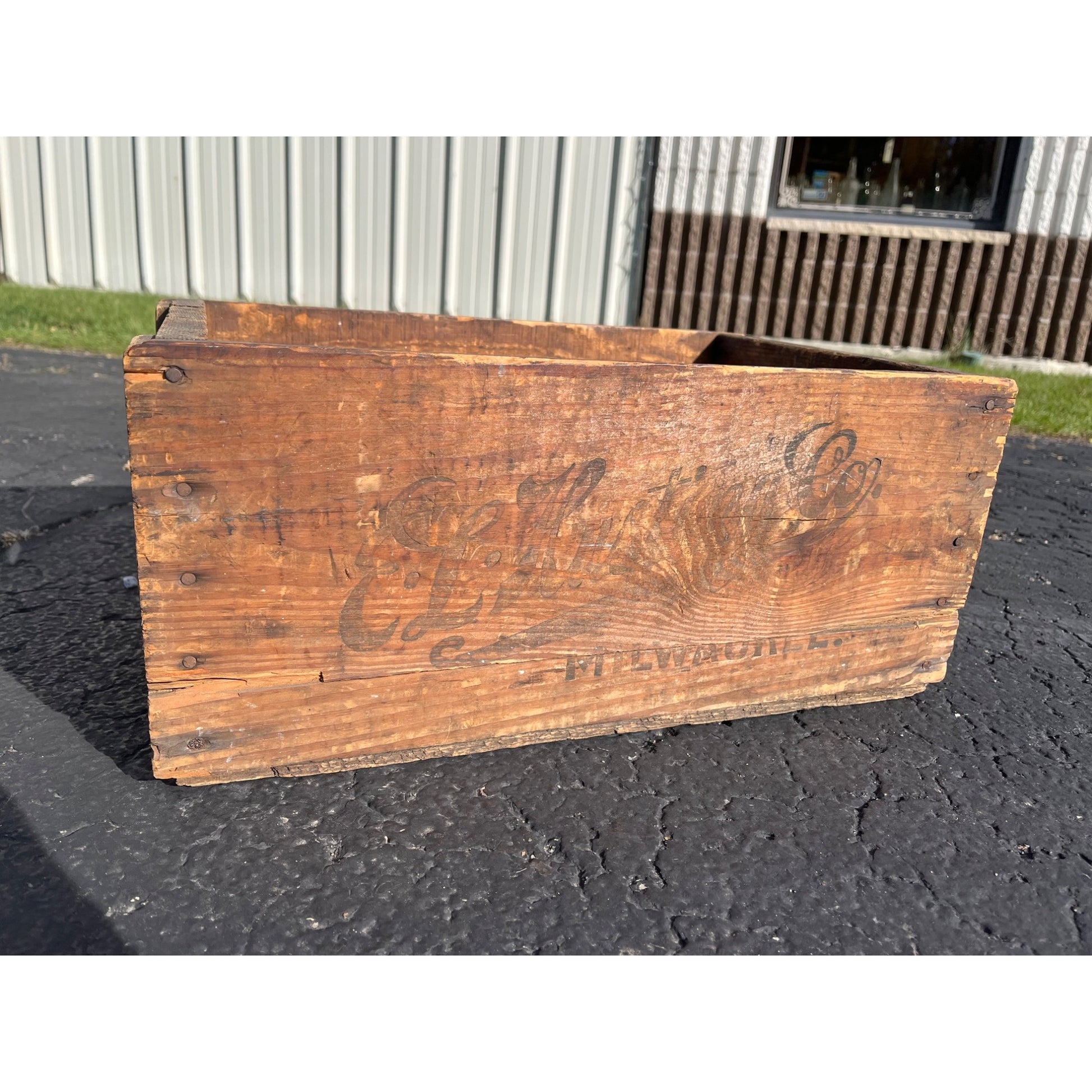 Vintage 1920s E.L. Husting's Soda Pop Wooden Crate Case Milwaukee Wis WI